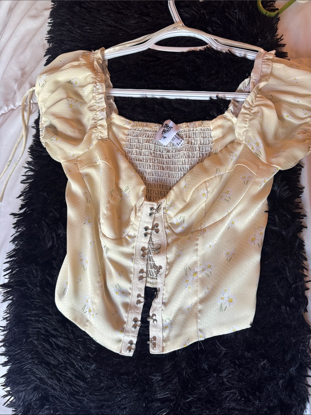 Light Yellow Floral Corset Top - Unknown Brand